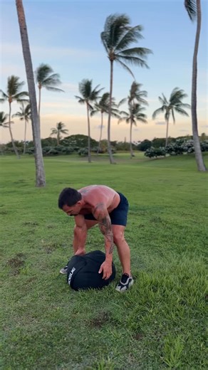 Just get the job done! #paytheman @joshbridges_training 18 minute as many reps as possible 10 sandbag cleans 150# 20 lunge steps with sandbag 10 jumps 28-30” ish jump | Josh Bridges