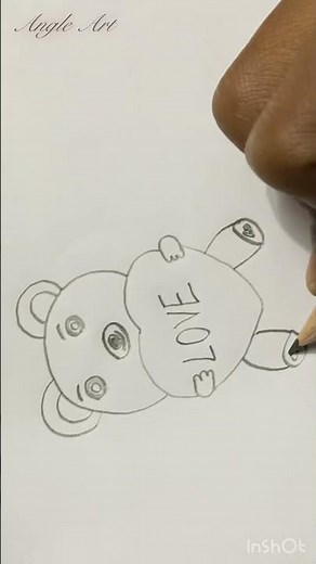 How to draw a cute teddy\\How to draw a cute teddy bear holding a heart❤️