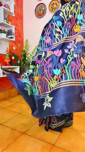 pocket friendly blended silk kantha saree booking #No9932840113. #saree #clothing #viral