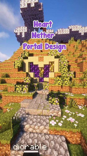 Cute Heart Portal Design for Minecraft