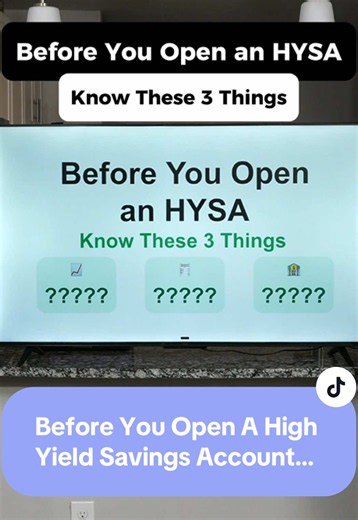 3 Things to Know Before Opening a High-Yield Savings Account HYSAs are one of my favorite ways to earn interest on short-term savings, but not all savings accounts are created equal. Before you chase the highest advertised APY, make sure you understand what you’re actually signing up for. Comment “HYSA” and I’ll send you the high-yield savings account I personally use, plus my updated list of other top options. What HYSA do you use? #HighYieldSavingsAccount #HYSA #SavingsAccount #PersonalFinance