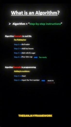 What is an Algorithm? 🤔 | Explained with Real-Life Example #thesanjayframework #computerscience