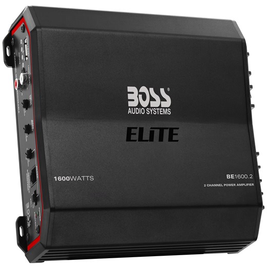 BOSS Audio Systems BE1600.2 Elite Series Car Audio Amplifier - 1600 High Output, 2 Channel, 2/8 Ohm, High/Low Level Inputs, High/Low Pass Crossover, Full Range, Hook Up To Stereo and Subwoofer