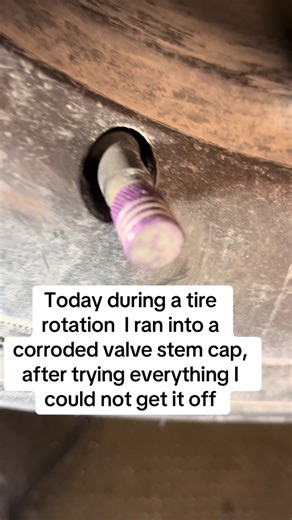 Corroded steel valve stem cap! #automotive #autorepair #mechanic #cars #carsoftiktok #autoshop #foryourpage #fyp #fypシ #trending #reels #reel #viralvideo #valvestem