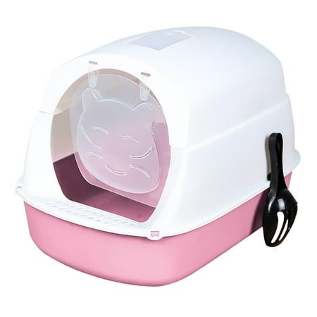 Hooded Cat Fully Enclosed Cat Toilet Detachable Kitty Litter Tray Pink - Walmart.ca