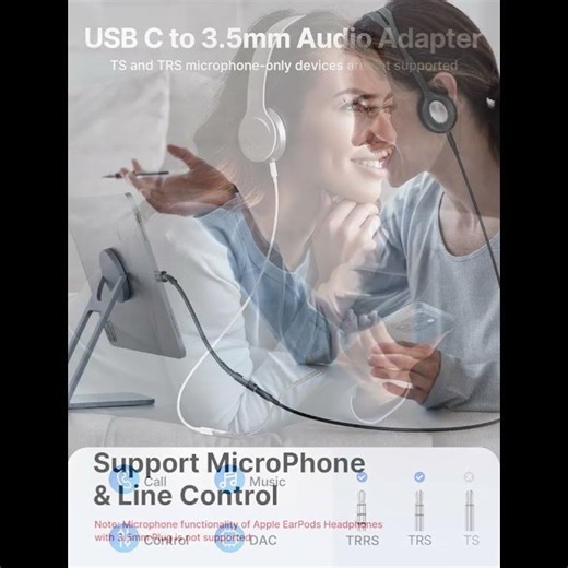 USB Type C to 3.5mm Female Headphone Jack Adapter