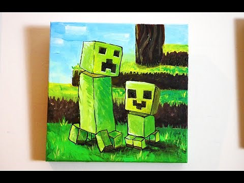 PAINTING TUTORIAL Acrylic MINECRAFT CREEPERS For Beginners || Easy Step by Step