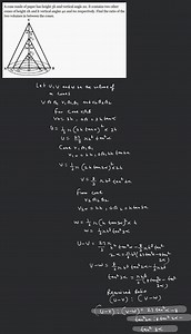 A cone made of paper has height 3 h and vertical angle 2 \alpha... | Filo