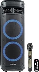 Rockville Go Party ZR10 Dual 10" 1000W Portable Bluetooth Speaker, LED Lights, UHF Mic, TWS Stereo, Perfect for Parties and Outdoor Events