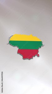 Mobile Vertical Resolution 2160x3840 Pixels, Lithuania Flag on its Country Map, 3D Map Flag Opener, Suitable for Politics, Elections, Travel, News and Sports Events and Presentations
