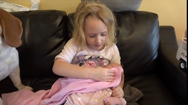 Beagles Protect Newborn on First Day Home