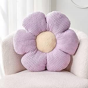 Flower Throw Pillow, Soft Lavender 14.9" Shaped Floor Pillow for Home Decor, Cute Aesthetic Plush Decorative Pillows for Bed, Sofa, Couch
