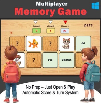 Multiplayer Memory Game for Windows – 2–3 Player Classroom Fun | No Prep
