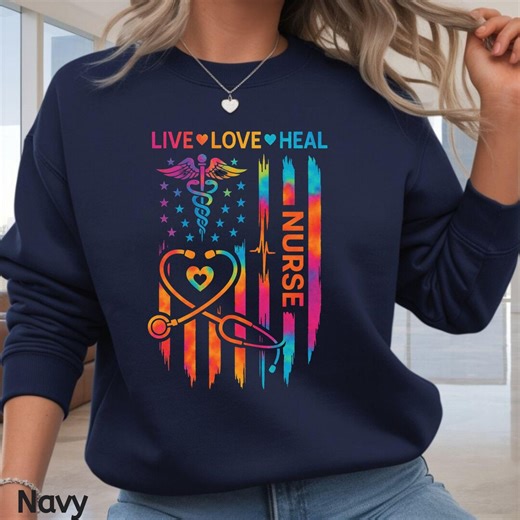 Nurse Life Shirt Live Love Heal Sweatshirt Nursing Profession Apparel RN LPN Gift Sweater Stethoscope Heart Tees Medical Celebration Tshirts - Etsy