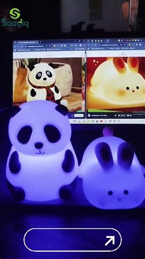 Cute Silicone LED Night Light 🐼🐰 | Touch Control | USB Rechargeable | Panda & Bunny Lamp