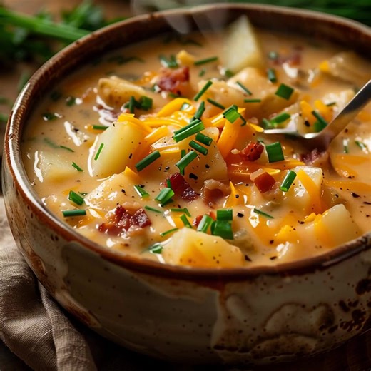 Cheesy Bacon Potato Chowder 👇 Full recipe below 👇 | VisionRecipes