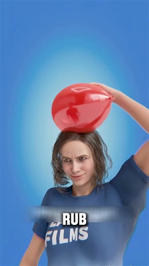 Static Balloon Hair Trick: How Does This Even Work?! 😆 #shorts