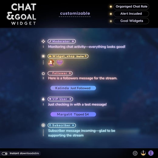 Neon Stream Chat and Goal Widgets: Transparent Glow Theme - Streamelements - Etsy