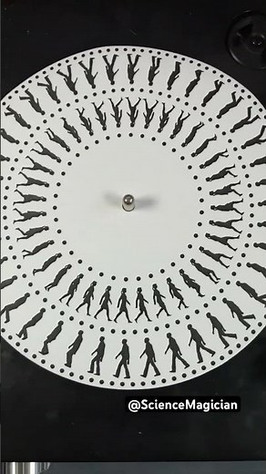 Homemade record player Phenakistiscope animation. Zoetrope