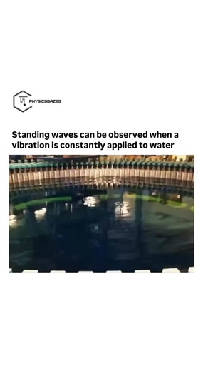 Physicsgazes on Instagram: "Standing waves on water occur when vibrations cause waves to reflect and interfere in such a way that certain points, called nodes, remain stationary while others, called antinodes, oscillate with maximum amplitude. This happens when the frequency of the vibrations matches a natural resonance of the water body or container, creating a stable wave pattern. The waves appear to "stand still" rather than traveling across the surface. These patterns can be seen in experime