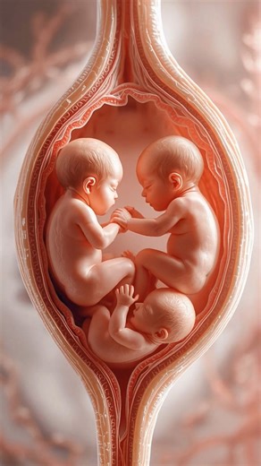 Triple Baby in the Womb – Amazing Triplets Fetal Movement Pregnancy #shorts #babyinwomb #unbornbaby