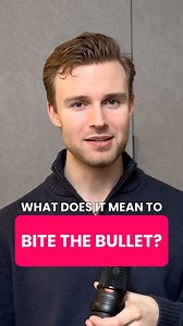 What does it mean to “bite the bullet”? It means to face something difficult or painful with courage—even if you don’t want to! • “I hate going to the dentist, but I just have to bite the bullet and go.” • “She didn’t want to apologize, but she bit the bullet and said sorry.” Want to become fluent this year? Get my free training “How To Become Fluent in English with Your Computer, Phone & the Internet” through the link in my bio 👉 @englishattheready #fluentenglish‬⁩ ⁦‪#learnenglishonline‬⁩ ⁦‪#i