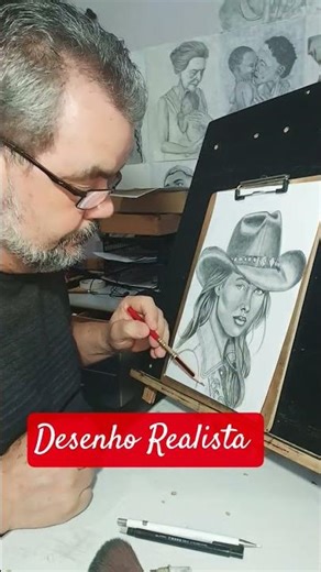 Retrato Realista Feminino com Chapéu – Desenho Artístico Feito à Mão