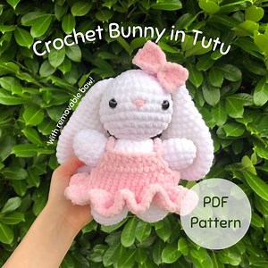 Crochet Bunny in Bow and Tutu Dress Amigurumi Pattern Cute Plushie PDF Pattern: UK and US Crochet Term Versions - Etsy