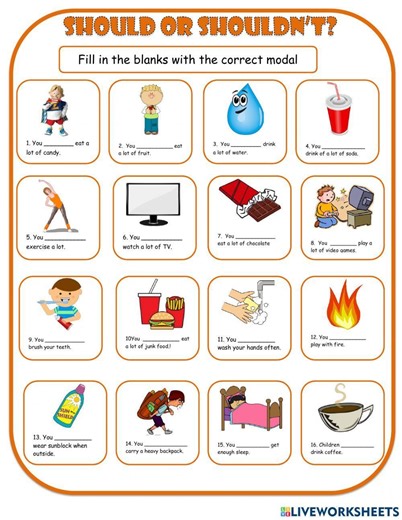 Should-Shouldn't Health worksheet
