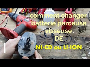 comment changer batterie perceuse visseuse de NI CD ou LI ION