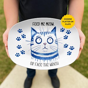 Funny Feed Me Meow Cat Platter – Quirky Feline Gift for Animal Lovers, Dinnerware - Etsy