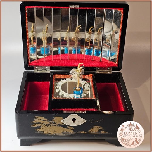 Japanese Lacquer Musical Jewelry Box – Magnetic Ballerina – Für Elise Music Box – Vintage Asian Lacquer Jewelry Box - Etsy