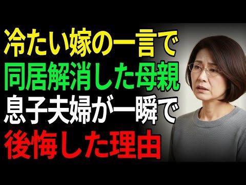 冷たい嫁の一言で同居解消した母親息子夫婦が一瞬で後悔した理由 | オーディオドラマ | ラジオドラマ | 人生の物語 | 親子問題 | 老後 | シニア | 老後の物語 | 息子家族|嫁姑問題|同居