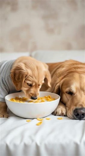 Noooo! Poor dad caught in a hilarious cereal mess #cereal #dog #funny