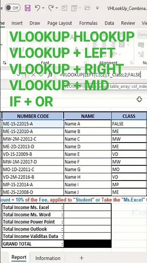 HOW TO PASS EXCEL JOB TEST (Part 1). FORMULAS COMBINE VLOOKUP+LEFT, RIGHT, MID, IF+OR, SUMIF #shorts