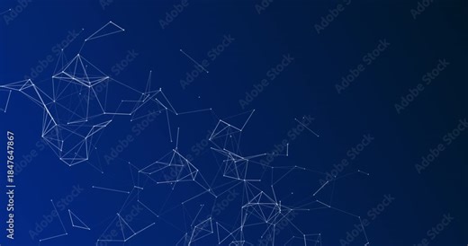 The abstract background comes to life thanks to the movable interweaving of dots and lines - they form a dynamic network that resembles a digital web. The patterns create a sense of depth and technolo