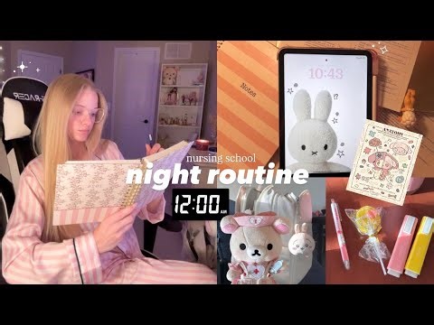 ⊹ ࣪ ˖🌙12:00 AM productive nursing school night routine 🤓( the night before an exam ) 🧠⋆˙⟡