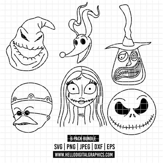 3899 - Nightmare Before Christmas Pack Bundle Svg, Png, Eps, Dxf, Jpeg (ooguie Boogie - Zero - Sally - Jack - Dr. Finkelstein - Mayor - Etsy