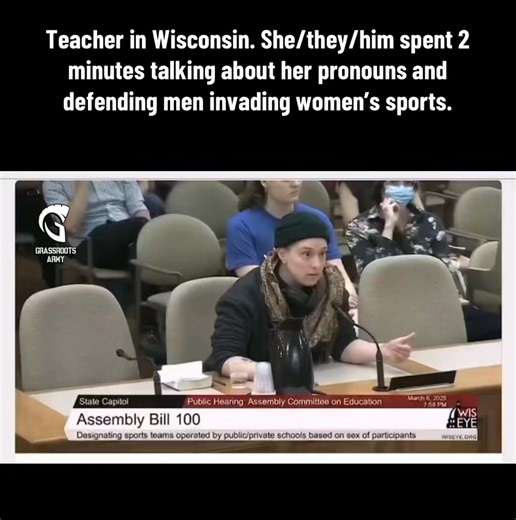 14K views · 496 reactions | Teacher in Wisconsin. She/they/him spent 2 minutes talking about her pronouns and defending men invading women’s sports. | Garrett L Soldano | Facebook