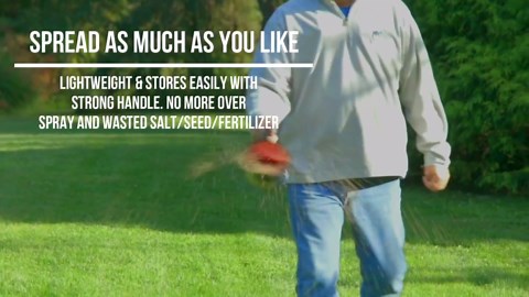 Hand Spreader Shaker for Seed, Salt, De-Icer, Ice Melt, Earth Food and Fertilizer - Multiple Opening Sizes for Any Need - Up to 80 Oz