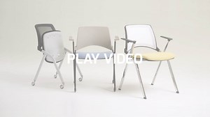 Multiuse stackable chairs with castors and writing tablet
