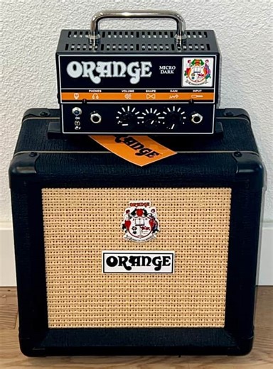 Orange Micro Dark Terror Hybrid Amp Head Mini Stack Combo w/ Cabinet and Speaker Cable, Black | Reverb