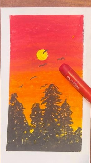 How to Draw a Sunset Forest with Soft Pastels 🌲🌅 | Easy & Relaxing Art Tutorial #shorts #howto