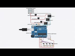 TinkerCAD simulation of Automotive Light Control using Arduino | EmbVerse