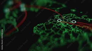Live cyber threat digital map showing attack intensity, macro view