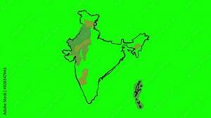 Animated Outline and Drawing Map of India – Self-Drawing Line Art on Green Screen with Alpha Channel – National Pride and Identity
