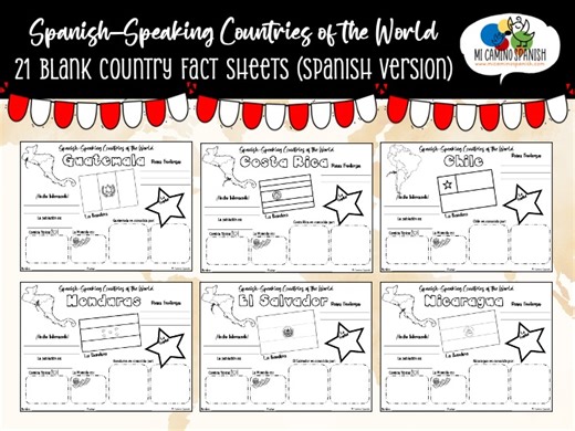 Spanish-Speaking Countries (21 Blank Country Fact Sheets SPANISH VERSION) | Teaching Resources