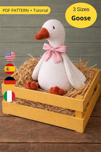 Goose Sewing Pattern PDF + Tutorial | 3 Sizes (19cm, 17cm, 14cm) | Plush Goose Pattern | Stuffed Animal Sewing Pattern | Instant Download - Etsy Australia