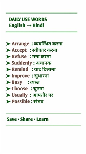 Daily Use English Words | English to Hindi Vocabulary | Spoken English