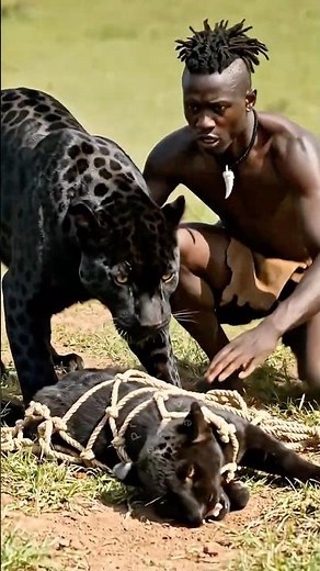 🐆 Black Panther Cub Trapped in Hunting Net — Tribal Warrior Saves It